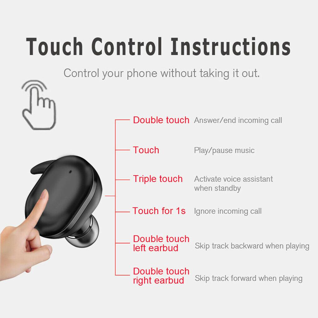 TWS Tai Nghe Không Dây Bluetooth Vân Tay Cảm Ứng Tai Nghe Nhét Tai Tích Mic Super Bass Stereo Tai Nghe Thể Thao Với ChargingBox