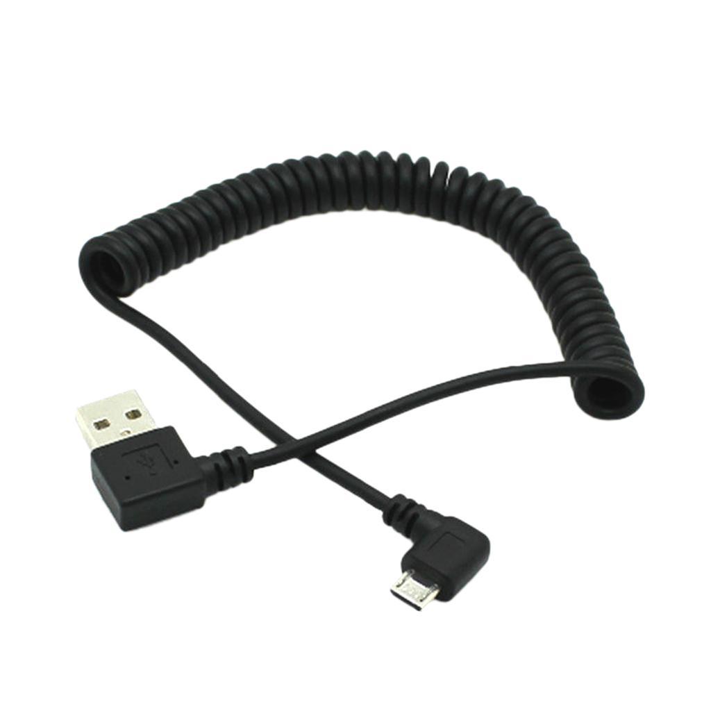 5 Pieces 90 Degree Angle USB 2.0 Male to 90 Degree Right Angle Micro USB 5 Pin Male Charger and Sync Coiled Cable