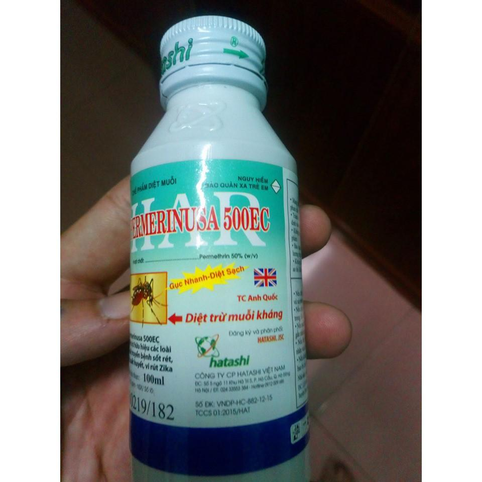 Bộ 3 LỌ Thuốc diệt muỗi PERMERINUSA 500EC loại 100ml,diệt trừ muỗi truyền bệnh sốt rét,sốt xuất huyết,vi rút Zika