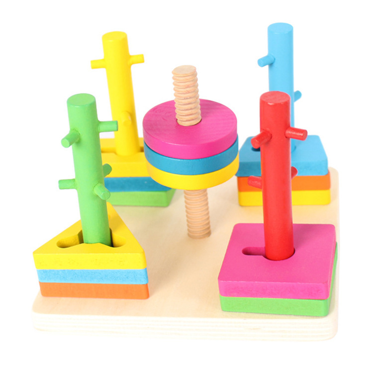 Đồ Chơi Giáo Dục Montessori Luyện Tay Luồn Cọc Size Lớn Bằng Gỗ An Toàn Cho Bé