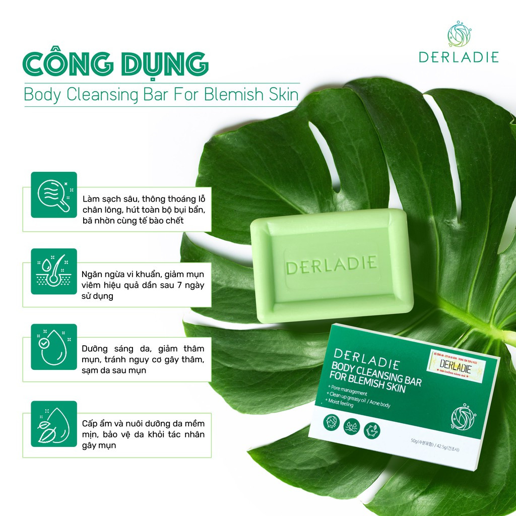 Xà Phòng Giảm Mụn Cơ Thể Sau 7 Ngày Derladie Body Cleansing Bar For Blemish Skin 50g