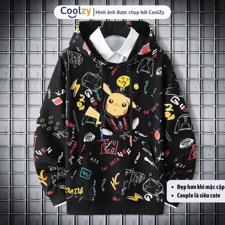 Áo khoác nỉ unisex Hoodie ️ Áo khoác hoodie ulzzang PIKACHU NGẬM ỐNG HÚT, form unisex nam nữ trẻ trung