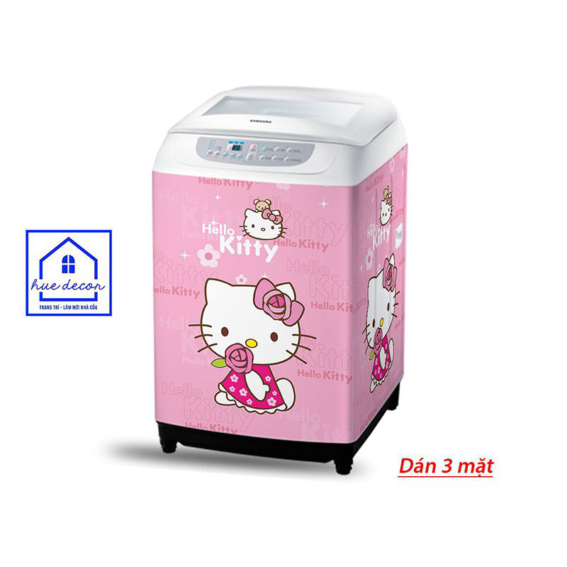 Decal Dán Hello Kitty  Siêu Dễ Thương Hue Decor Không Thấm Nước, Sẵn Keo, Dễ Dán, đủ kích thước cho tất cả các loại Tủ Lạnh - Máy Lạnh - Máy Giặt