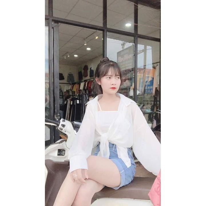 Áo SƠ MI TAY PHỒNG trẻ trung ( TẶNG KÈM ÁO HAI DÂY