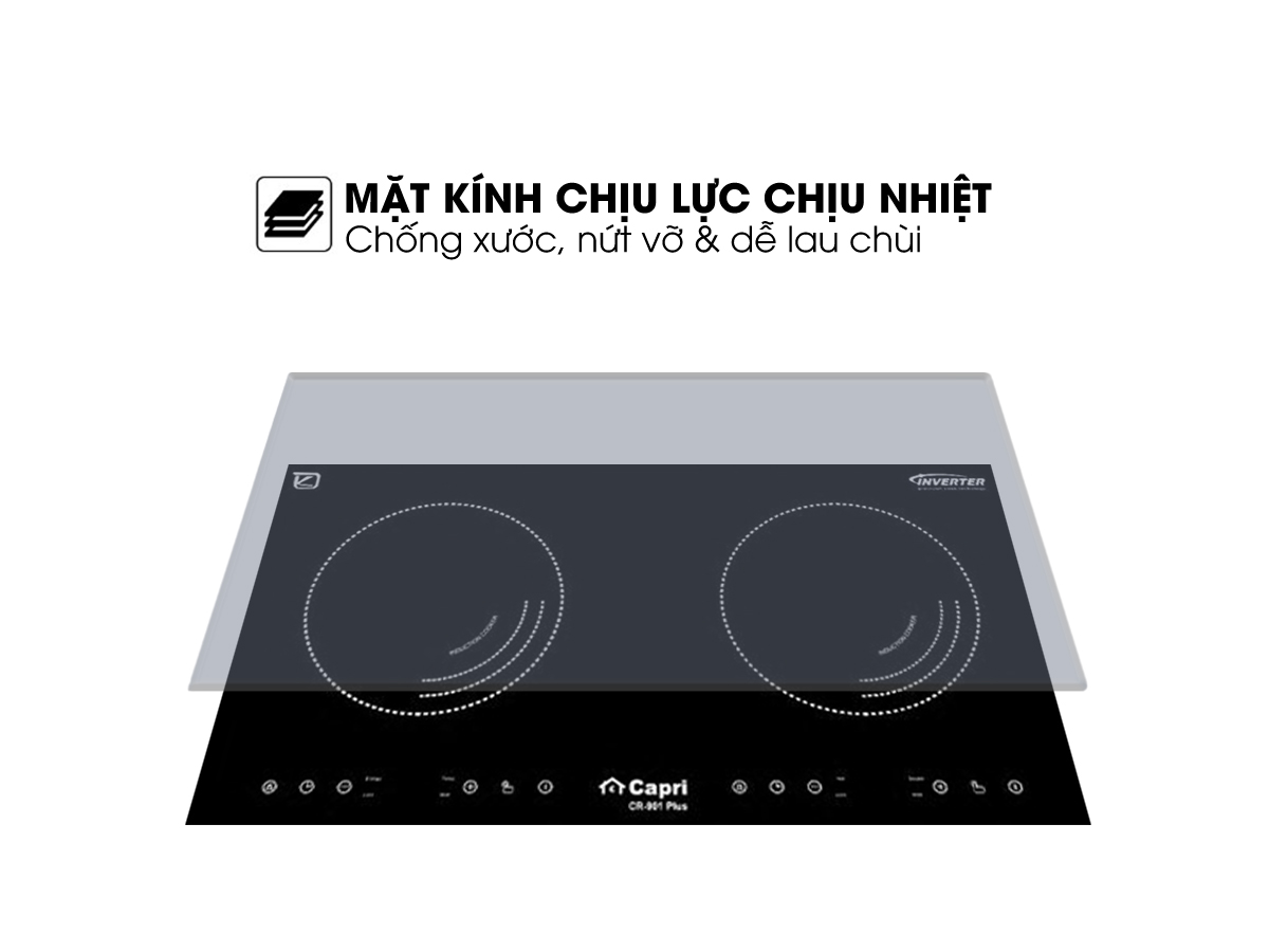 Bếp điện từ đôi Capri CR-901 Plus - Hàng Chính Hãng, Sản Xuất Theo Công Nghệ Tiên Tiến Châu Âu, Tiết Kiệm Điện Và Thời Gian Nấu Tối Ưu