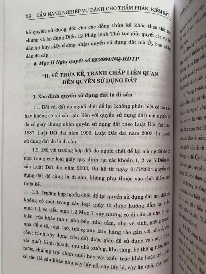 Cẩm Nang Nghiệp Vụ Dành Cho Thẩm Phán, Kiểm Sát Viên, Luật Sư (Trong lĩnh vực dân sự và tố tụng dân sự)