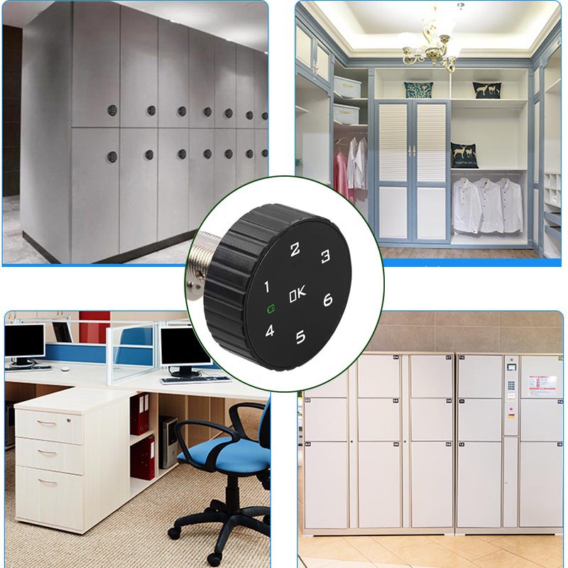 Khóa số điện tử KTS138 dùng cho cánh tủ, ngăn kéo bàn, loại mặt tròn, 6 số có thể thay đổi được mã số