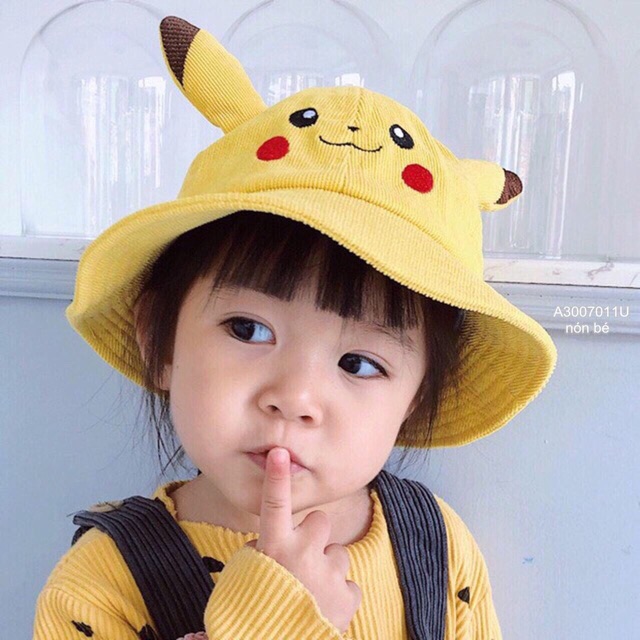 Mũ rộng vành hình Pikachu dễ thương cho bé ( Màu vàng )