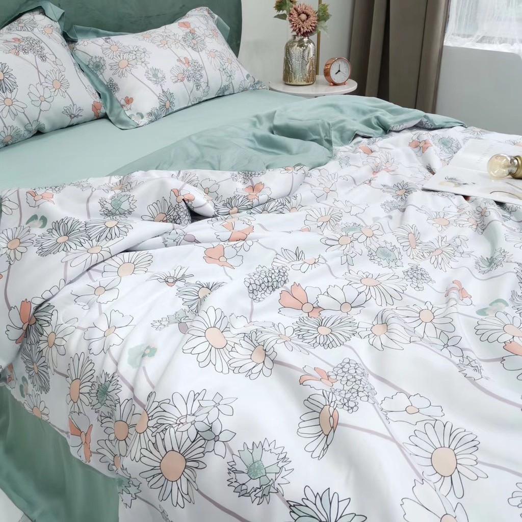 Bộ chăn ga gối Tencel 60S cao cấp họa tiết
