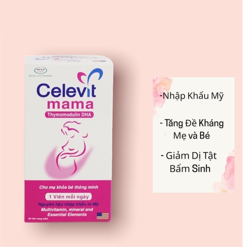 Viên Bổ Sắt Tổng Hợp Celevit Mama - Bổ Sung Dưỡng Chất Cho Mẹ Bầu - Trước Sinh - Sau Sinh - Đang Cho Con Bú - Lọ 30 Viên
