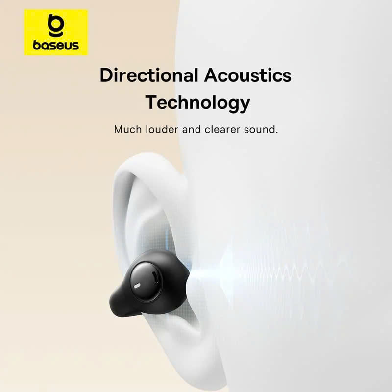 Tai Nghe Bluetooth OWS Baseus Bass 15 Clip (Bluetooth v5.4, 8H, Open-Ear, Dual-Mic ENC, Bass Enhancement, Directional Acoutics Technology, With Type-C 3A 0.3m cable) hàng chính hãng
