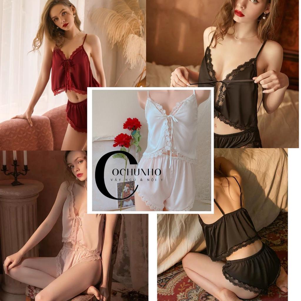 LL836- ẢNH THẬT- đồ lụa phối ren - đồ ngủ sexy