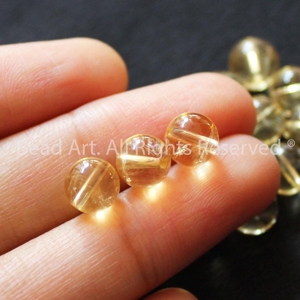 [1 Hạt] 6.5-7mm Đá Thạch Anh Vàng, Citrine Tự Nhiên, Đá Phối Vòng Tay Phong Thuỷ, Chuỗi Hạt (Loại AA), Mệnh Thổ, Kim - Bead Art