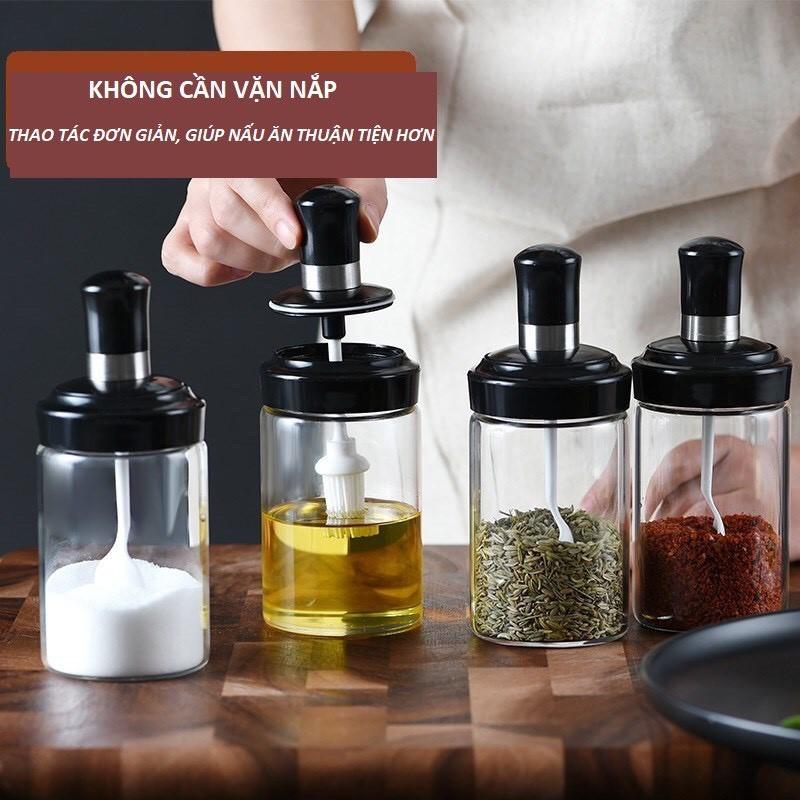 Hũ Đựng Gia Vị Thủy Tinh Cao Cấp Dung Tích 250ml Có Muỗng