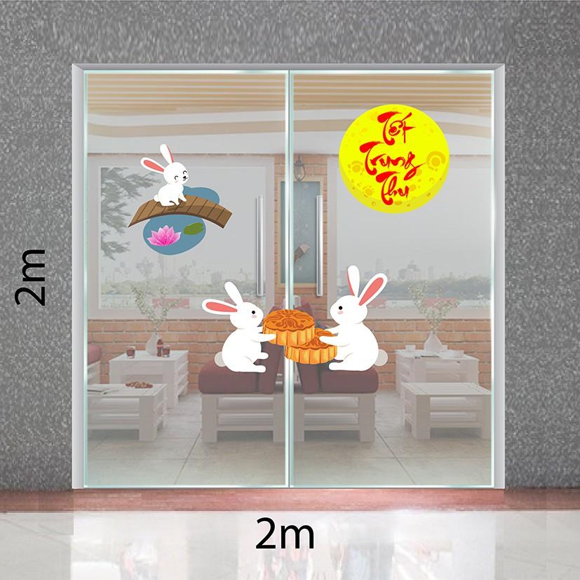 DECAL TRANG TRÍ TRUNG THU SỐ 12 THỎ NGỌC THƯỞNG BÁNH TRUNG THU
