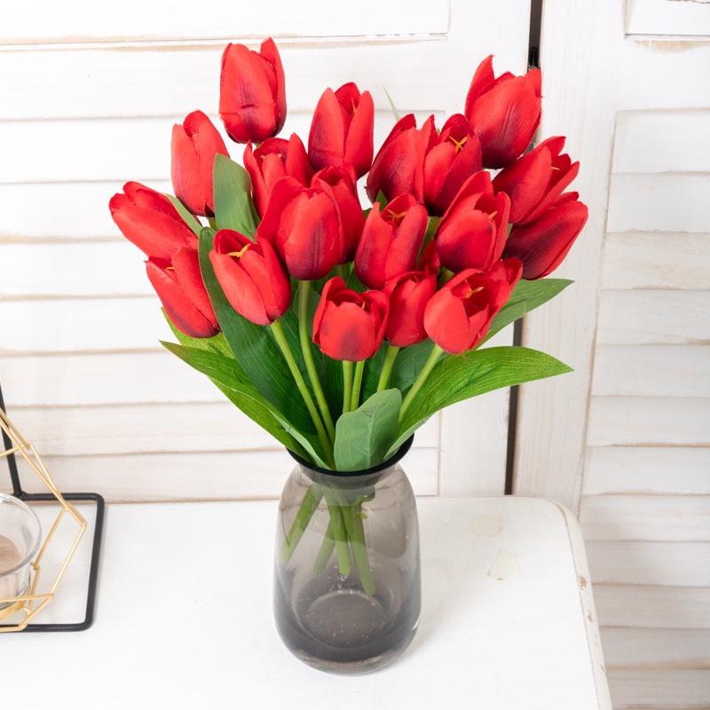 Bó Hoa Tulip Nhân Tạo Năm Đầu Trang Trí Nội Thất Văn Phòng Tiệc Cưới