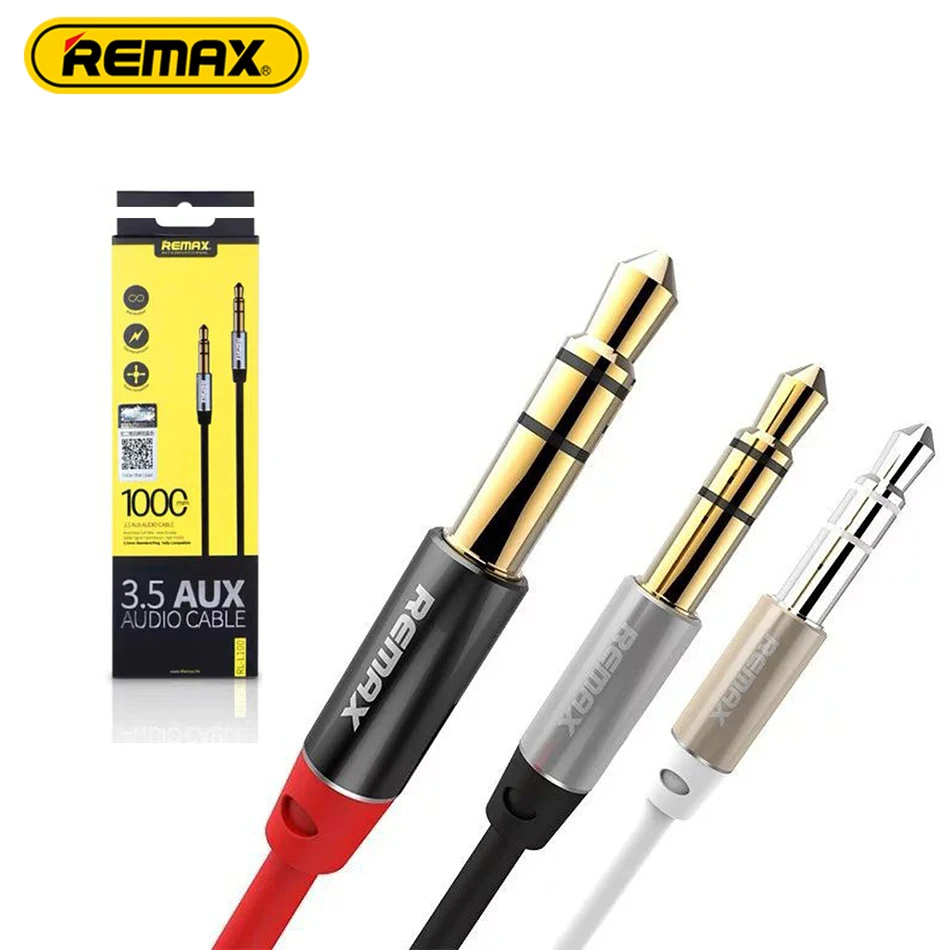 Dây cáp âm thanh Hifi AUX 3.5mm Audio hiệu Remax RL-L100 / Remax RL-L200 truyền tải âm thanh chất lượng cao (đầu cáp mạ vàng, chất dây nylon bền bỉ, công nghệ SR chống gãy đầu cáp) - Hàng nhập khẩu