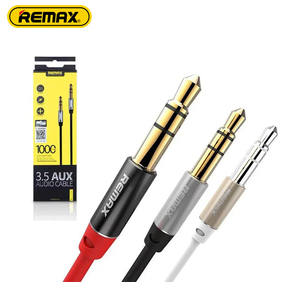 Dây cáp âm thanh Hifi AUX 3.5mm Audio hiệu Remax RL-L100 / Remax RL-L200 truyền tải âm thanh chất lượng cao đầu cáp mạ vàng, công nghệ chống đứt gãy (giao màu ngẫu nhiên) - Hàng nhập khẩu