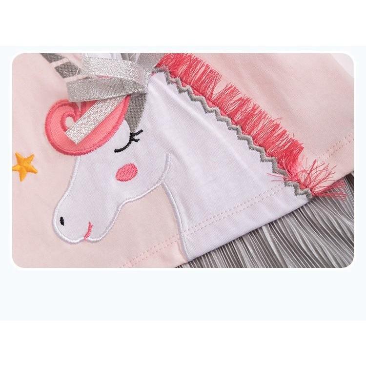 TA175 Váy cotton dài tay cho bé gái Pony dài tay LittleMaven S1128