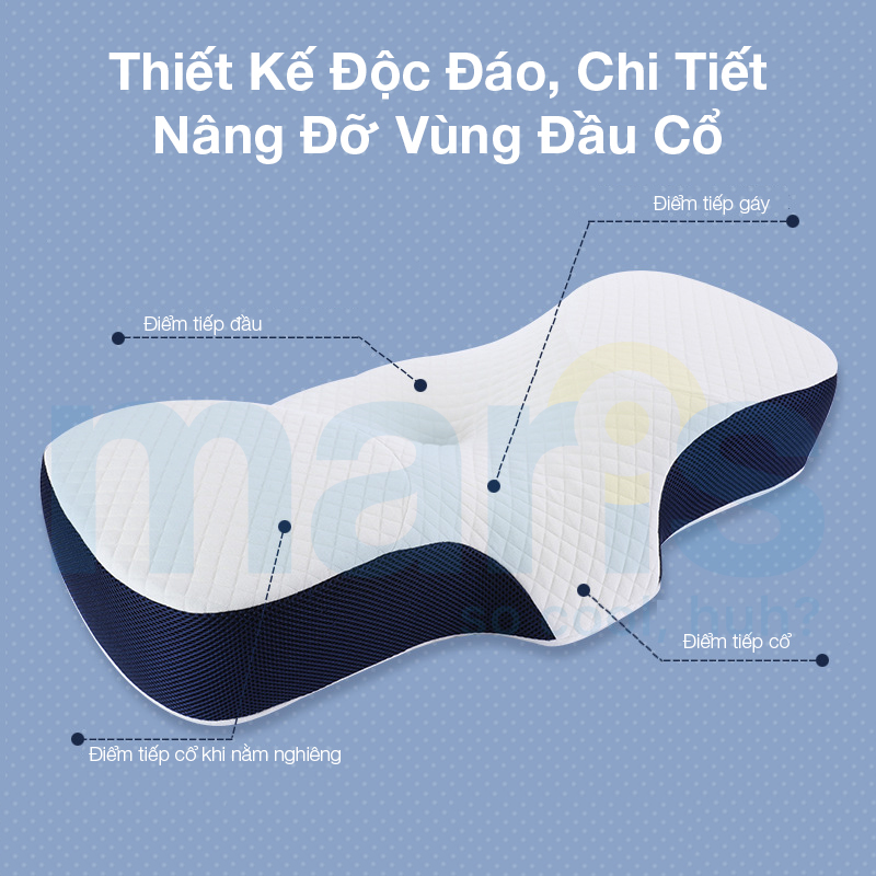 Gối Ngủ Ngon Memory Foam Cao Cấp Maris Mr-709, Chống Đau Mỏi Vai Gáy, Đau Đốt Sống Cổ