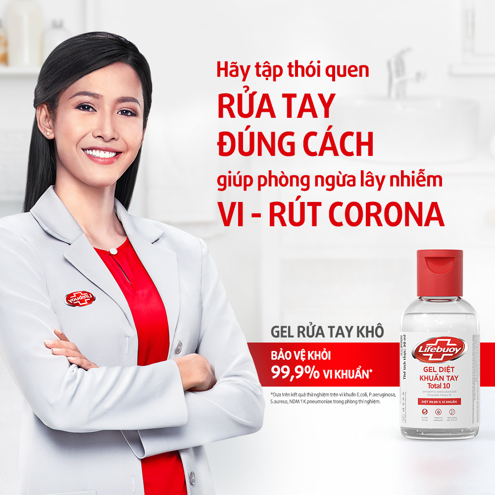 Combo 5 Gel Rửa Tay Khô Sạch Siêu Nhanh Lifebuoy Bảo Vệ Vượt Trội 10 (Chai Nắp 50ml)