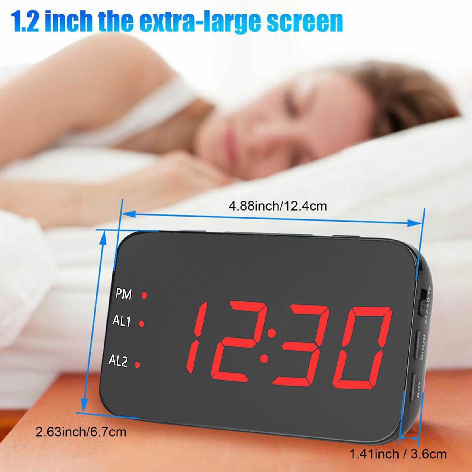 Digital Clock Led LED Display Snooze Desk Temperature Display Red