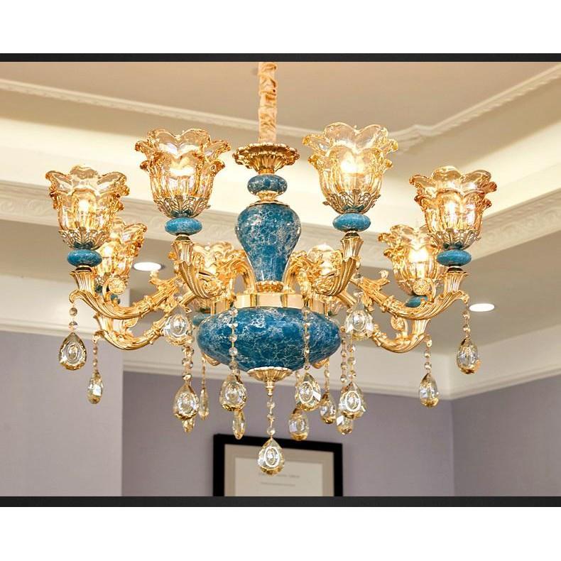 Đèn chùm trang trí ROYA phong cách Châu Âu hiện đại sang trọng loại 6,8,15 tay - Tặng kèm bóng LED đầy đủ