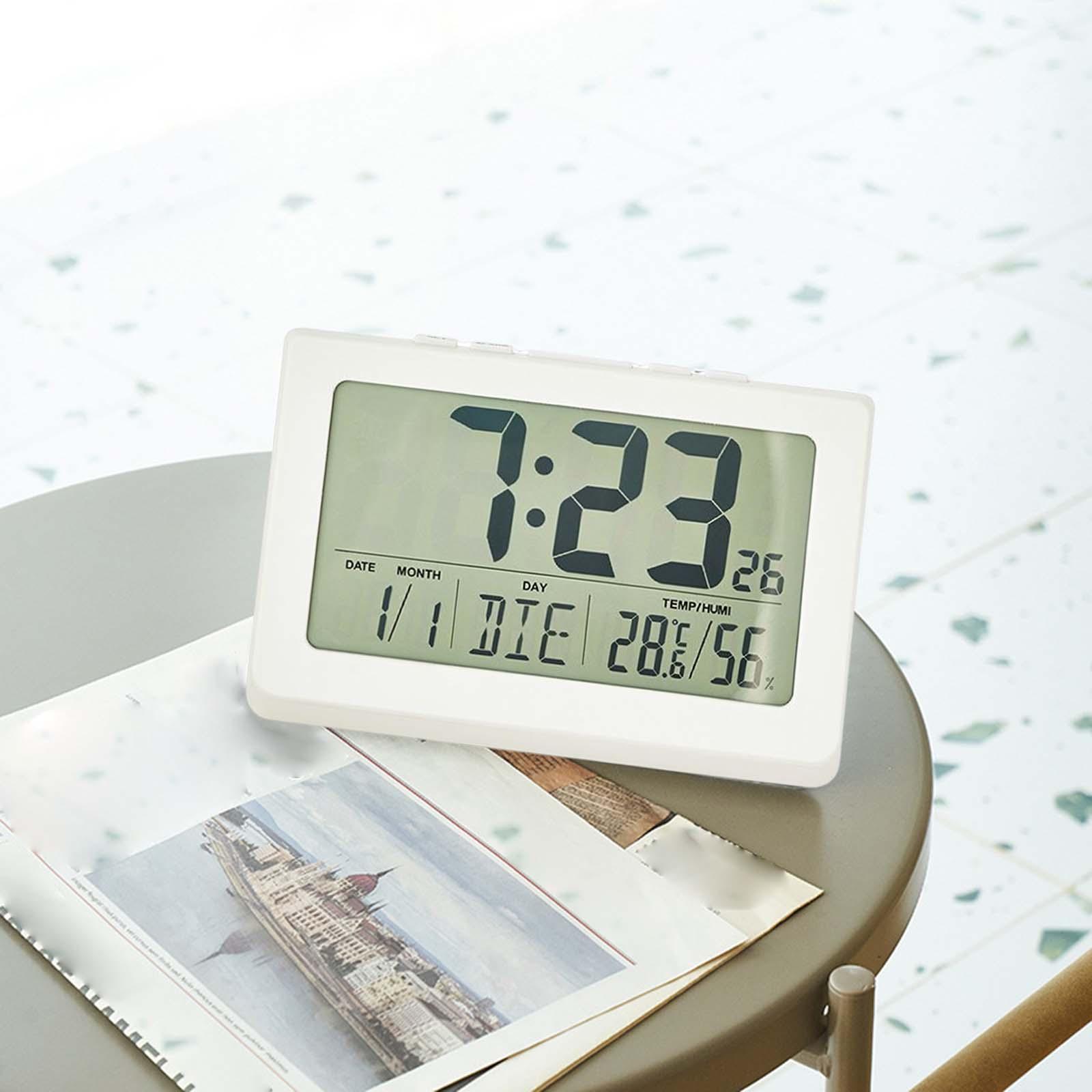 Multifunctional Digital Clock, Modern LCD Temperature Humidity Display Large Screen Wall Clocks for Shop Gift Bedroom Restaurant Decor