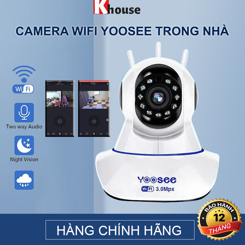 Camera Wifi Trong Nhà Yoosee 3Mpx Full HD, 3 Râu 11 Đèn Hồng Ngoại, Xoay 360 độ , Đàm Thoại 2 Chiều, Cảm Biến Báo Động – Hàng nhập khẩu