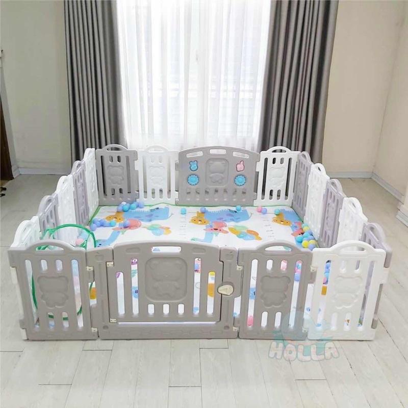 Bộ quây cũi nhựa MOMMYKIDS MINH CHÂU MẪU QUÂY GẤUTẶNG THẢM+100 BÓNG Giúp bé có một không gian riêng để vui chơi Mẫu Gấu