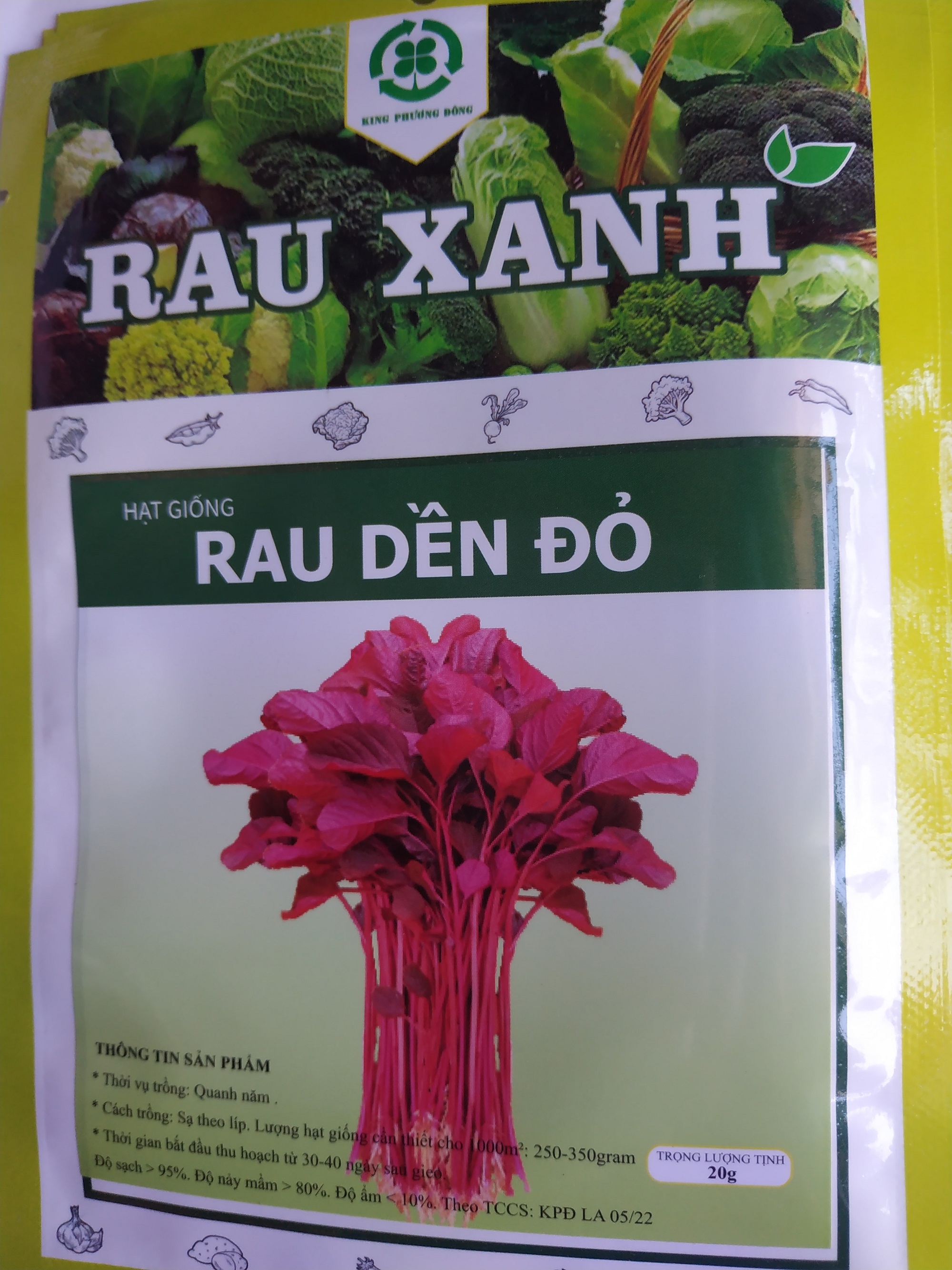 Hạt giống RAU DỀN ĐỎ - gói 20 gram