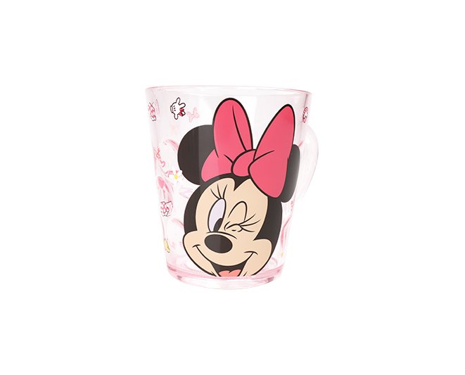 Ly quai cầm tay trong suốt hình chuột Minnie màu hồng siêu cute cho bé gái 260ml - 58VNDM2489