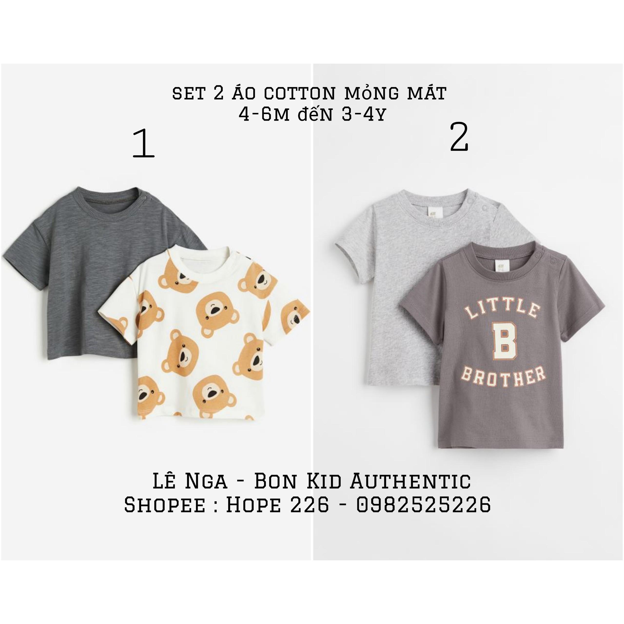 Set 2 áo phông HM UK/US sz 4-6m đến 3-4y