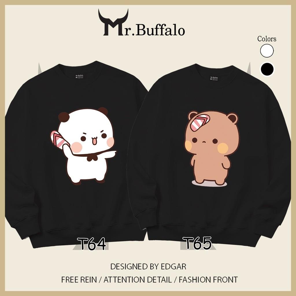 Áo đôi dài tay nam nữ form rộng Gấu ném dép cute Mr.Buffa