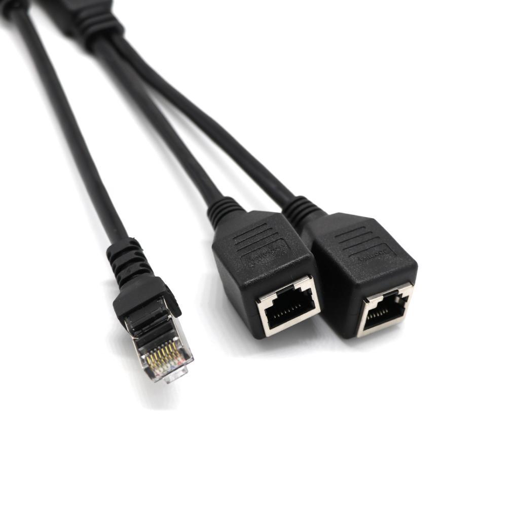 RJ45 Network Y Splitter Adapter, 1 RJ45 Female to 2 RJ45 Female Network Splitter Adapter, LAN Connector, Suitable for Super Category 5 6 Ethernet