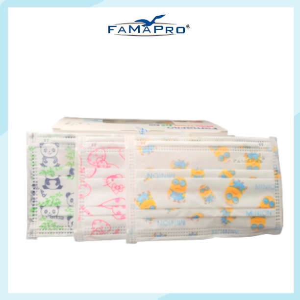 Khẩu Trang Y Tế Trẻ Em Cao Cấp Famapro Chính Hãng Nam Anh - Kháng Khuẩn 3 Lớp Hộp 50 Cái