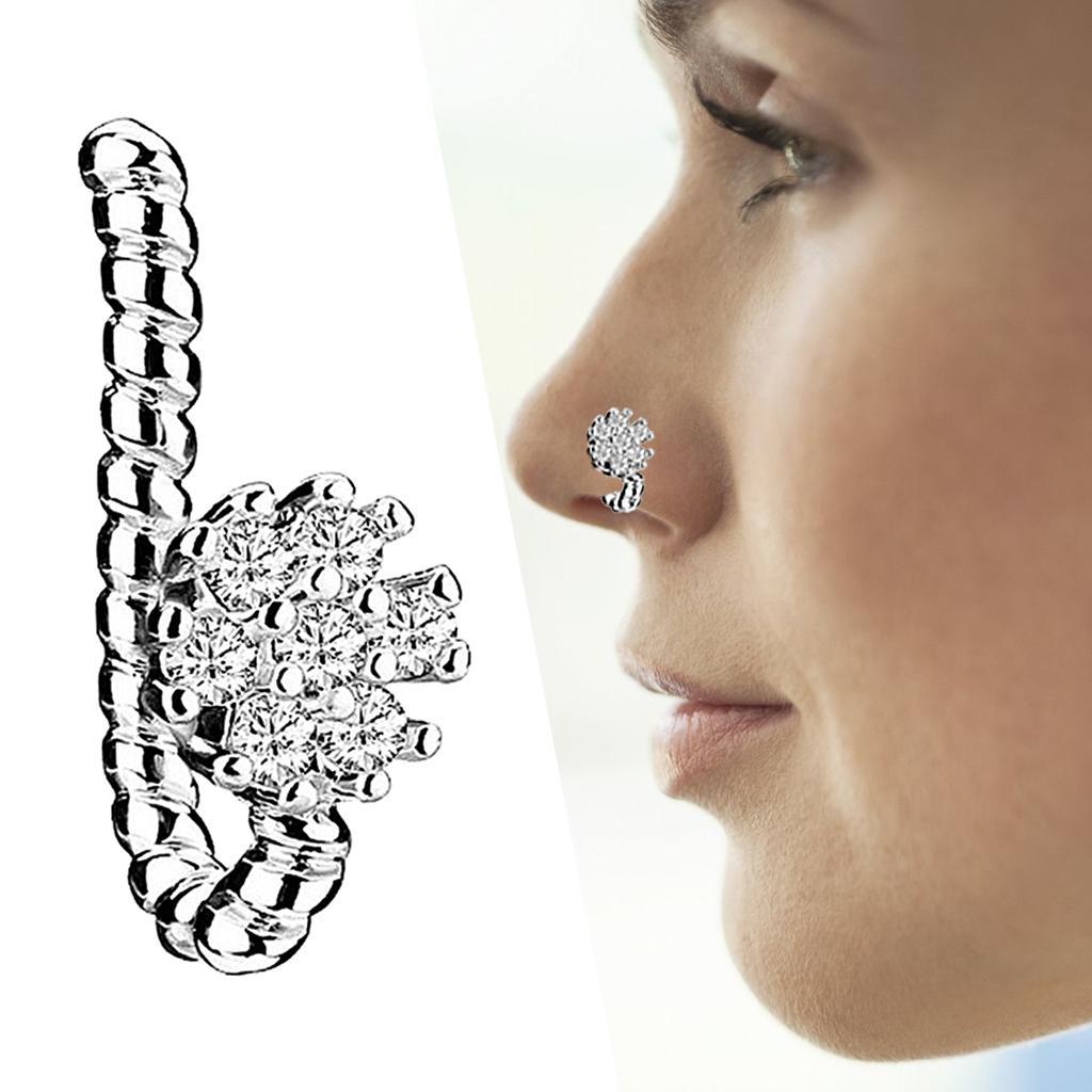 2-4pack Fake Nose Rings 18G Fake Lip Ear Nose Septum Ring Non Piercing silver