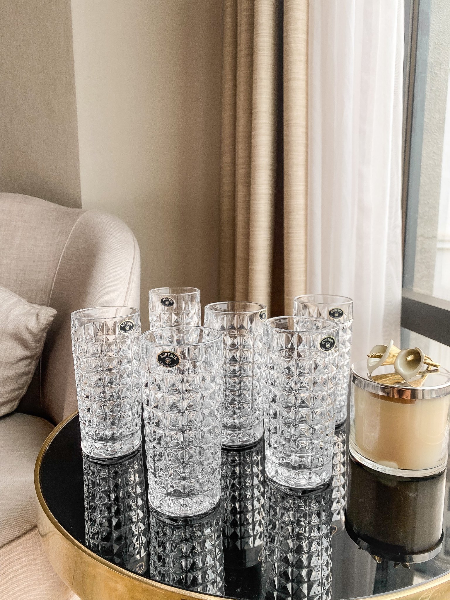 Bộ bình + 6 cốc Bohemia Diamond Hàng chính hãng