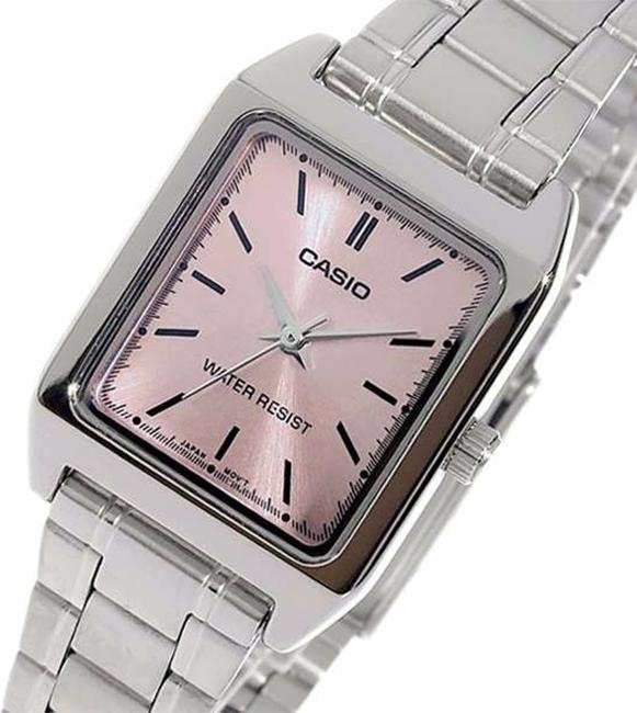 Đồng Hồ Nữ Casio Dây Kim Loại Mặt Chữ Nhật Màu Hồng LTP-V007D-4EUDF