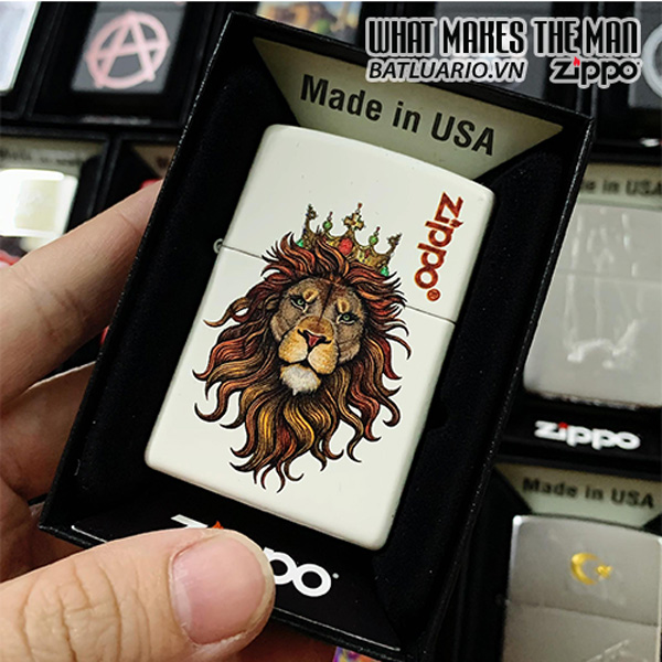 Bật Lửa Zippo 214 Lion White Matte