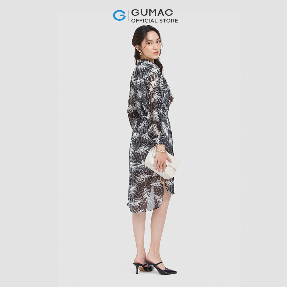 Đầm sơ mi GUMAC DC06048 buộc eo