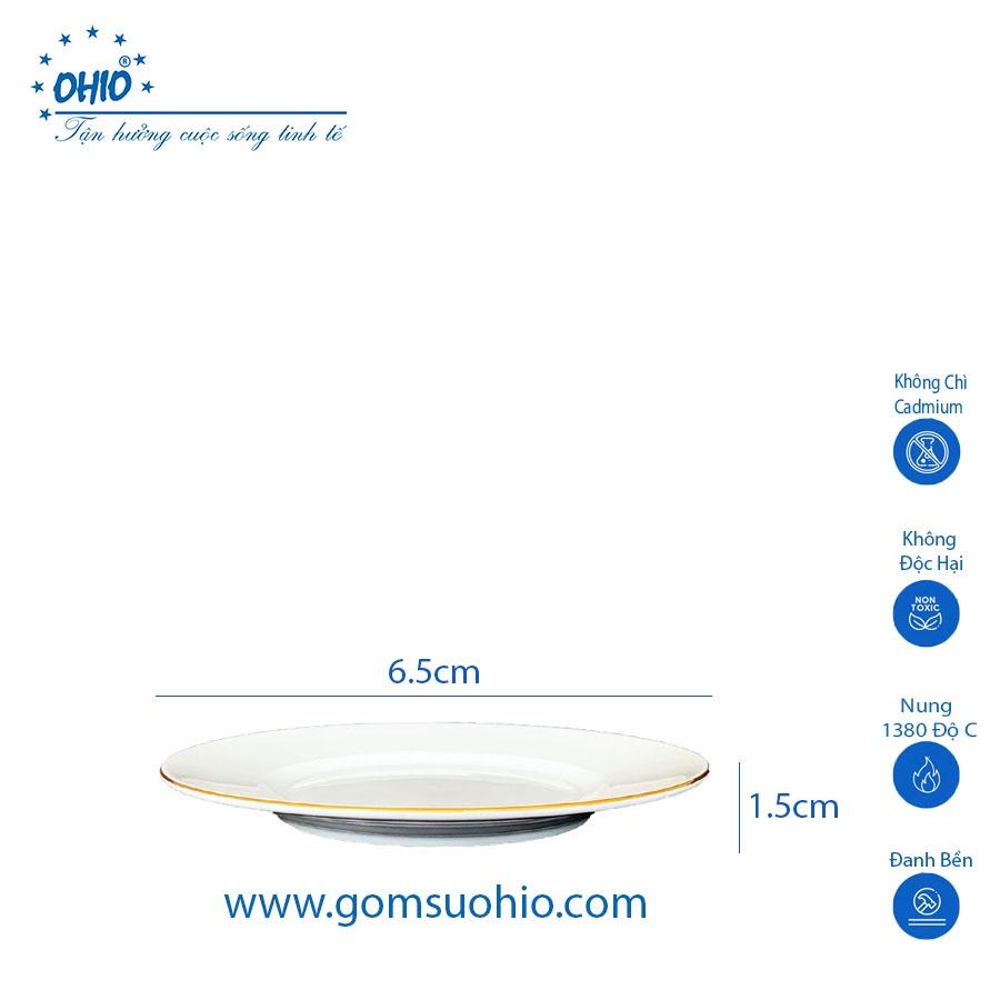 Đĩa Kê 11cm Sứ Trắng Viền Kim OHIO