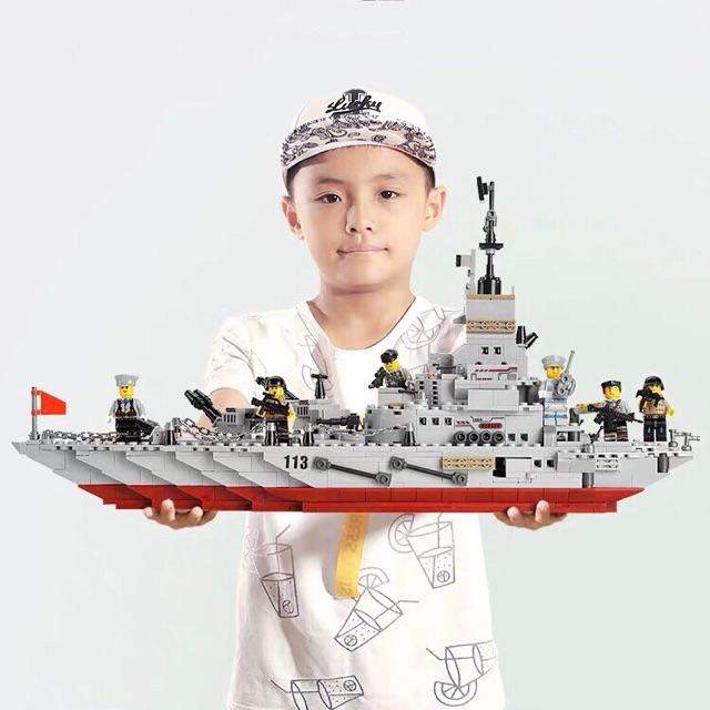Bộ đồ chơi lắp ráp xếp hình Tàu Chiến Hạm, thuyền, Cảnh sát swat phát triển tư duy