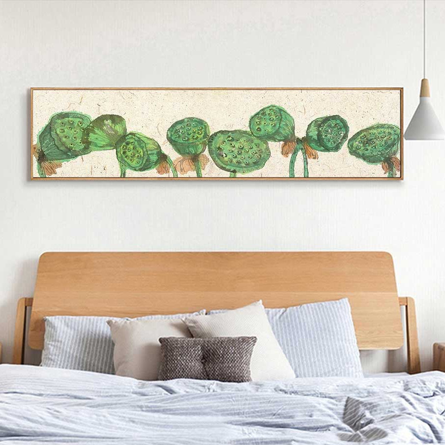 Tranh Canvas Hoa Sen Trang Trí Treo Tường Nghệ Thuật 25cm x 1m