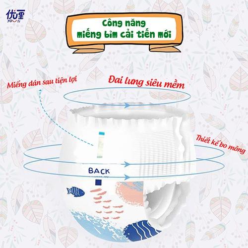 Tã Dán Sơ Sinh YOULI Xanh Size XL 76 Miếng Mềm Mại, Mỏng Nhẹ Siêu Thấm Hút, Nội Địa Trung Cho Bé Từ 12-17kg