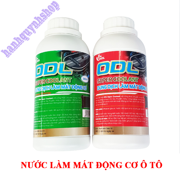 Nước làm mát động cơ ô tô lon 500ml màu xanh đỏ