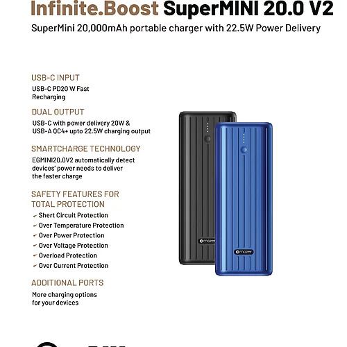 Pin Dự Phòng Mazer Infinite.BOOST Super.MINI V2.0 20.0PD- Hàng chính hãng