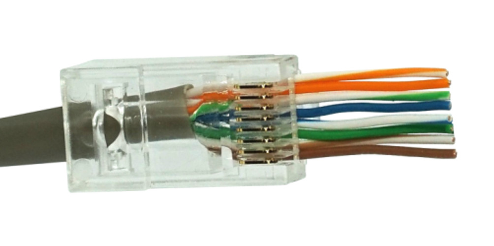 Đầu RJ45 Cat.5e/Cat.6 dạng xuyên thấu Dintek - Hàng chính hãng - (100 đầu/1 Bịch )