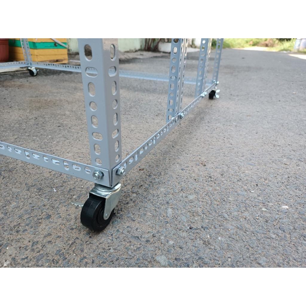 Bánh xe cao su ráp kệ sắt v lỗ,kệ sắt có bánh xe
