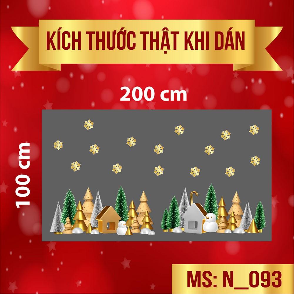 Decal trang trí noel hàng thông và ngôi nhà tuyết